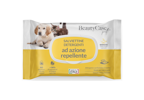 Beautycase Pet salviette detergenti per cane e gatto con azione repellente per insetti 40 pezzi