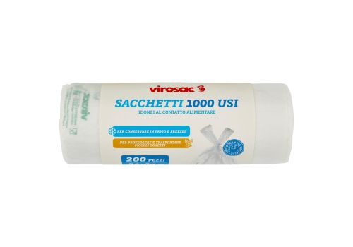 Virosac sacchetti 1000 usi multiuso per alimenti e oggetti 34 x 60cm 5 litri 200 pezzi