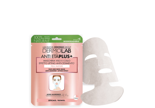 Dermolab anti età plus maschera viso e collo in tessuto effetto lifting anticedimento 25 grammi