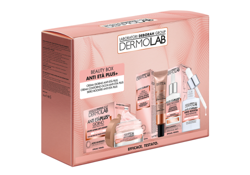 Dermolab anti-età plus beauty box con siero booster 30ml + crema giorno 50ml + contorno occhi 15ml