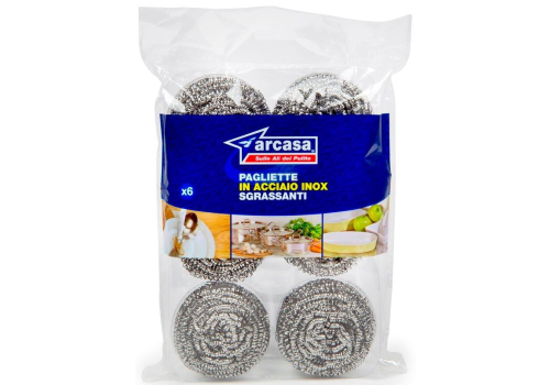 Arcasa spugnette acciaio inox per una pulizia efficace e resistente 6 pezzi