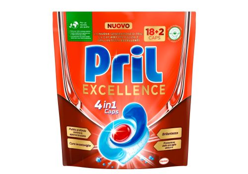 Pril excellence 4 in 1 caps detersivo per lavastoviglie 20 pezzi