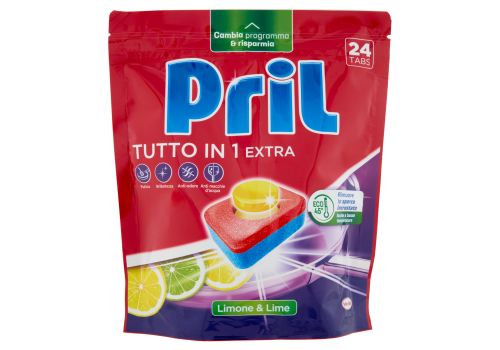 Pril tutto in 1 extra tabs limone & lime detersivo lavastoviglie 24 pezzi 398,4 grammi