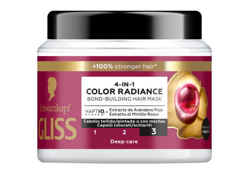 Gliss 4-in-1 color radiance maschera per capelli per capelli colorati e schiariti 400ml