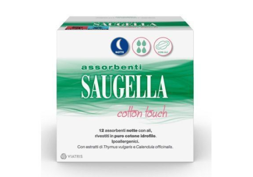 Saugella Cotton Touch assorbenti notte con ali in cotone 12 pezzi
