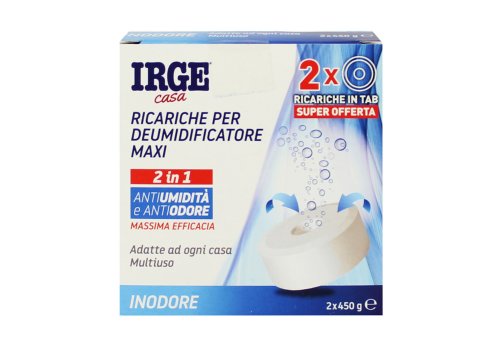 Irge Casa ricariche per deumidificatore maxi 2 in 1 antiumidità e antiodore 2 x 450 grammi