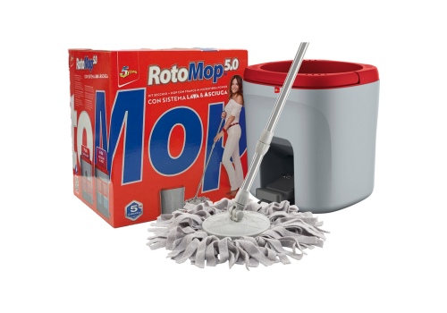 Super Five rotomop 5.0 kit con secchio mop con frange in microfibra power con sistema lava & asciuga 