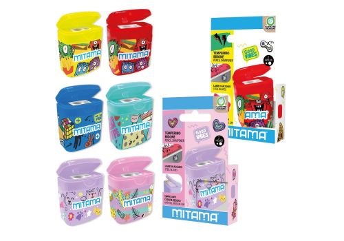 Mitama temperino a 2 fori con tappo mitama colori assortiti 1 pezzo
