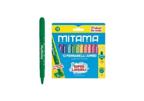 Mitama jumbo pennarelli super lavabili punta maxi colori assortiti 12 pezzi