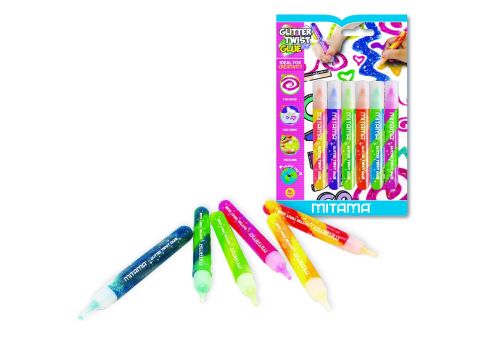 Mitama glitter twist colla a rilievo colori assortiti 10,5ml 6 pezzi