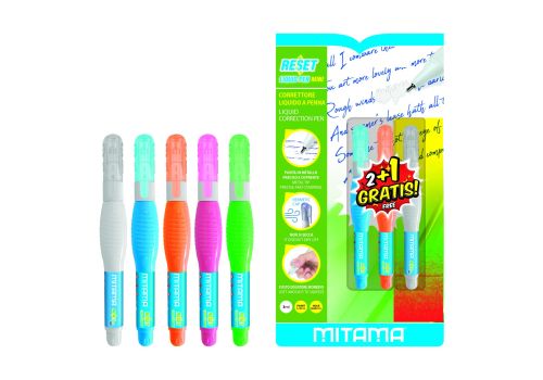 Mitama reset liquid mini correttore a penna con punta metallica 3 pezzi