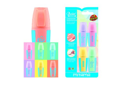 Mitama pastel mini evidenziatori punta 5mm colori pastello assortiti 4 pezzi