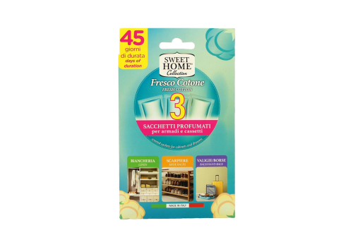 Sweet Home fresco cotone sacchetti profumati per cassetti e armadi freschezza cotone 3 pezzi