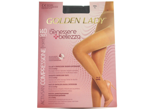 Golden Lady collant Benessere & Bellezza collant 140 denari compressione forte 18-22mmhg colore nero taglia 4-l 1 paio