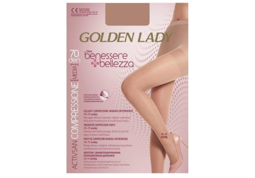 Golden Lady Benessere & Bellezza collant 70 denari compressione media 15-17mmhg colore dorè taglia 4-l 1 paio