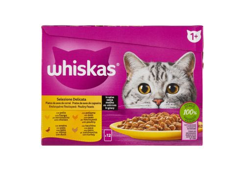 Whiskas Selezione Delicata cibo umido per gatto in salsa con pollo pollame anatra e tacchino 12 x 85 grammi