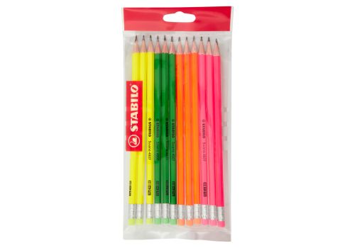 Stabilo swano matita in grafite con fusto fluorescente gradazione hb=2 ½ ecopack 12 pezzi