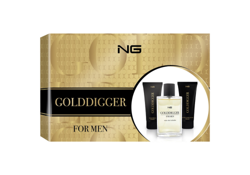 NG Golddigger cofanetto uomo con eau de toilette 100ml + gel doccia 50ml + dopobarba 50ml