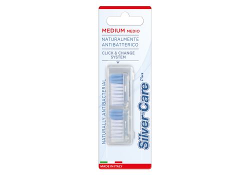 Silver Care testine di ricambio antibatteriche setole medie 2 pezzi