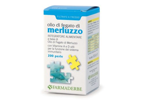 Olio di fegato di merluzzo con vitamina A e D integratore per la funzione del sistema immunitario 200 perle