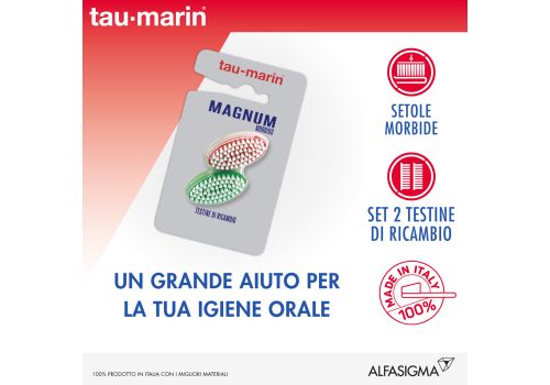 TAUMARIN Testine di Ricambio per Spazzolino Magnum Morbido 2pz