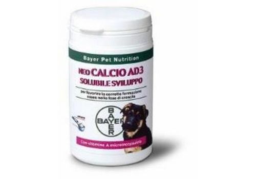 Neo Calcio AD3 Solubile Sviluppo supporto per favorire la formazione ossea nella fase di crescita del cane polvere orale 200 grammi