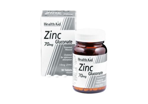Health Aid Zinc Gluconate 70mg integratore antiossidante a base di zinco 90 tavolette