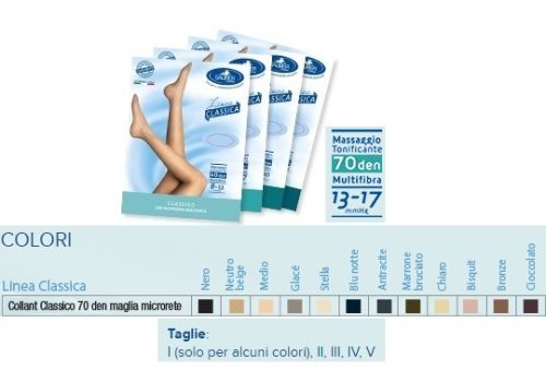 Sauber linea classica 13-17mmhg collant maglia microrete 70 denari colore beige taglia 4