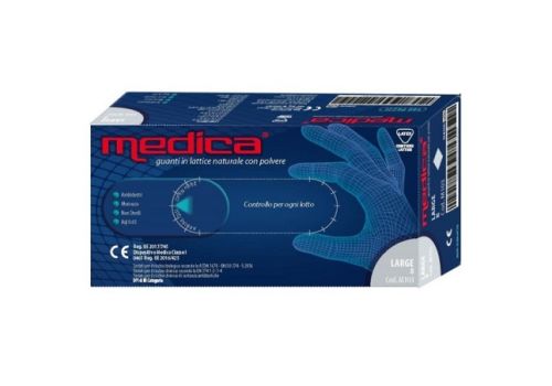 Medica guanti in lattice naturale con polvere misura l 8-9 100 pezzi