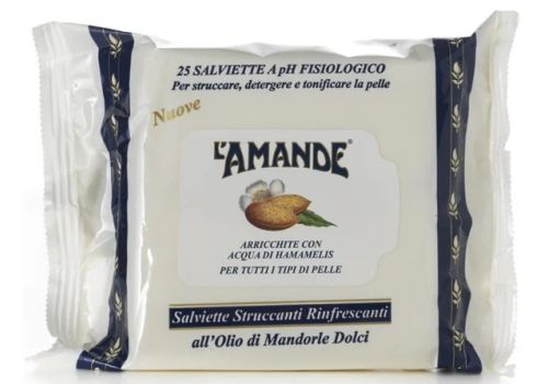 L'amande marsiglia salviette struccanti rinfrescanti 25 pezzi