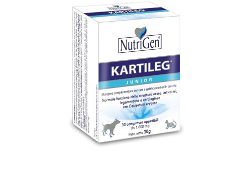 kartileg Junior supporto per la funzione delle strutture ossee articolari e legamentose di cani e gatti cuccioli 30 compresse appetibili