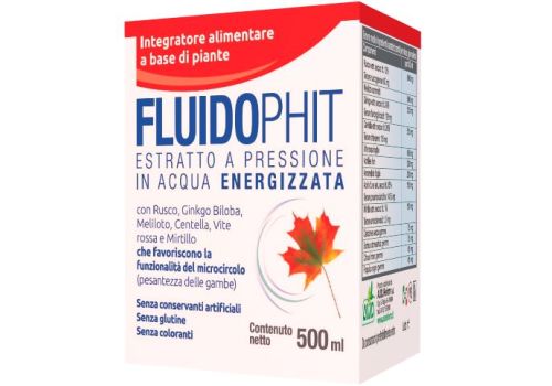 Fluidophit estratto a pressione in acqua energizzata per la funzionalità del microcircolo soluzione orale 500ml