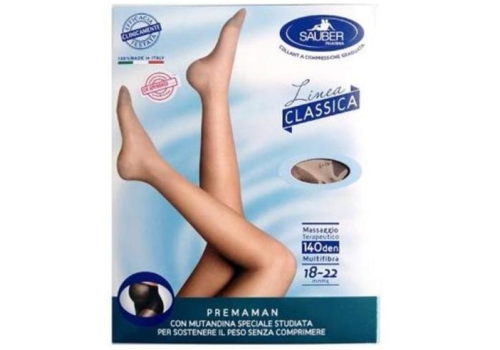 Sauber linea classica 18-22 mmhg collant premaman microrete 140 denari colore nero taglia 4