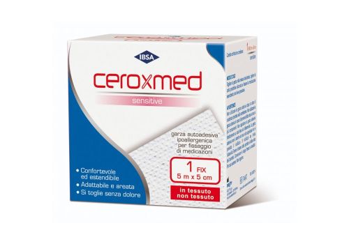 Ceroxmed garza autoadesiva ipoallergenica per fissaggio 5m x 2,5cm