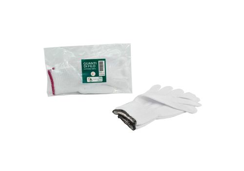 Guanti di filo in cotone 100% bianchi taglia 7 1 paio 