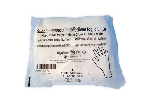 Farmacare guanto monouso in pvc taglia unica 100 pezzi