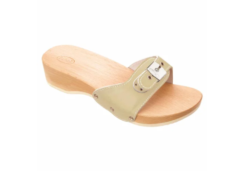 Scholl Pescura Flat zoccoli con tacco tomaia in pelle regolabile colore sabbia misura 42