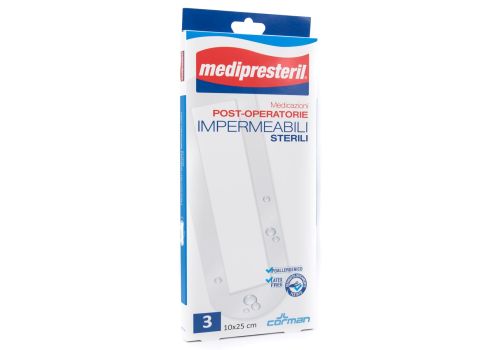 MEDIPRESTERIL MEDICAZIONI POST OPERATORIE IMPERMEABILI 10x25 CM 3PZ