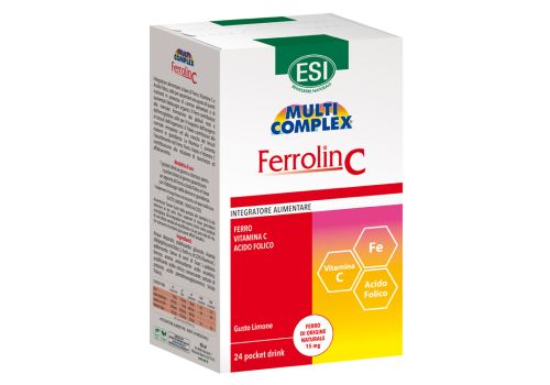 ferrolin C Limone integratore di ferro con vitamina C e acido folico 24 pocket drink 20ml