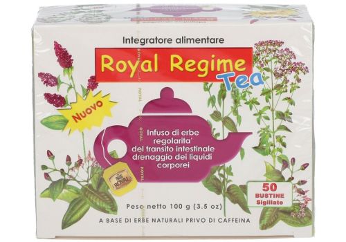 Royal Regime Tea infuso di erbe per la regolarità del transito intestinale e drenaggio dei liquidi corporei 50 bustine