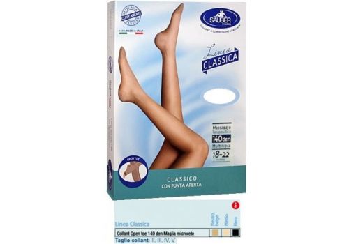 Sauber Linea Classica 18-22 mmhg collant open toe microrete 140 denari colore neutro beige taglia 4