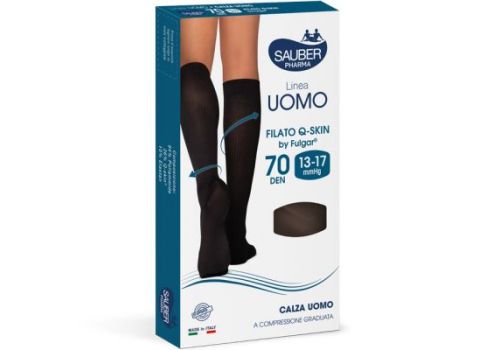 SAUBER CALZA UOMO FILATO Q-SKIN 70DEN 13-17MMHG TG.S/M NERO
