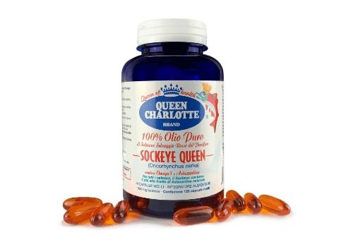 Queen Charlotte olio puro di salmone rosso integratore antiossidante 120 capsule