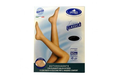Sauber linea classica 18-22 mmhg autoreggente microrete 140 denari colore neutro beige taglia 4