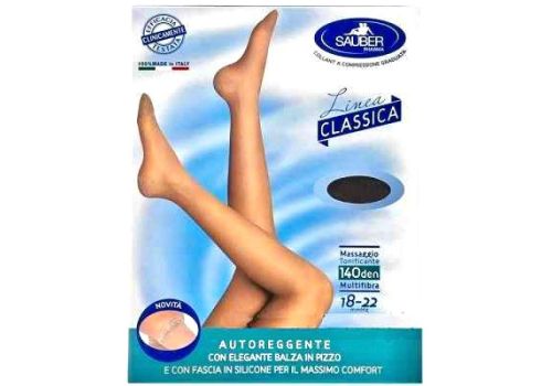 Sauber linea classica 18-22 mmhg autoreggente microrete 140 denari colore nero taglia 3