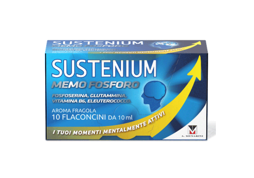 Sustenium Memo Fosforo integratore alimentare con Fosfoserina, Glutammina, Vitamina B6 ed Eleuterococco, 10 flaconcini