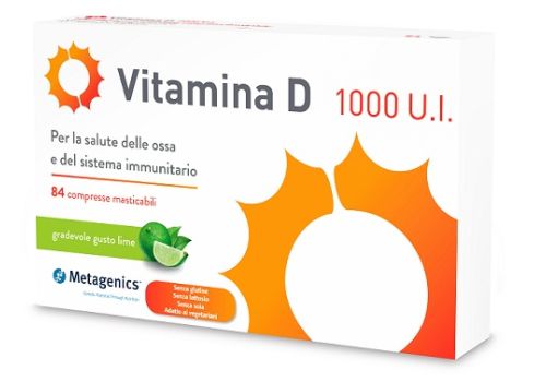 Vitamina D 1000 UI integratore per ossa e sistema immunitario 84 compresse masticabili
