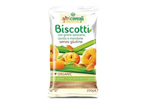 Altricereali biscotti grano saraceno carota e mandorla senza glutine 250 grammi