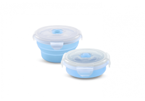 Nuvita contenitore pieghevole per bambini in silicone colore blu capacità 450ml