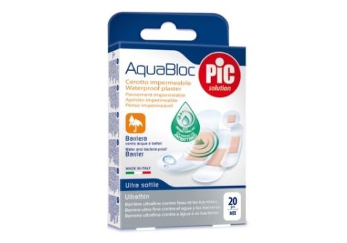 Pic AquaBloc cerotto impermeabile ultrasottile 20 pezzi assortiti